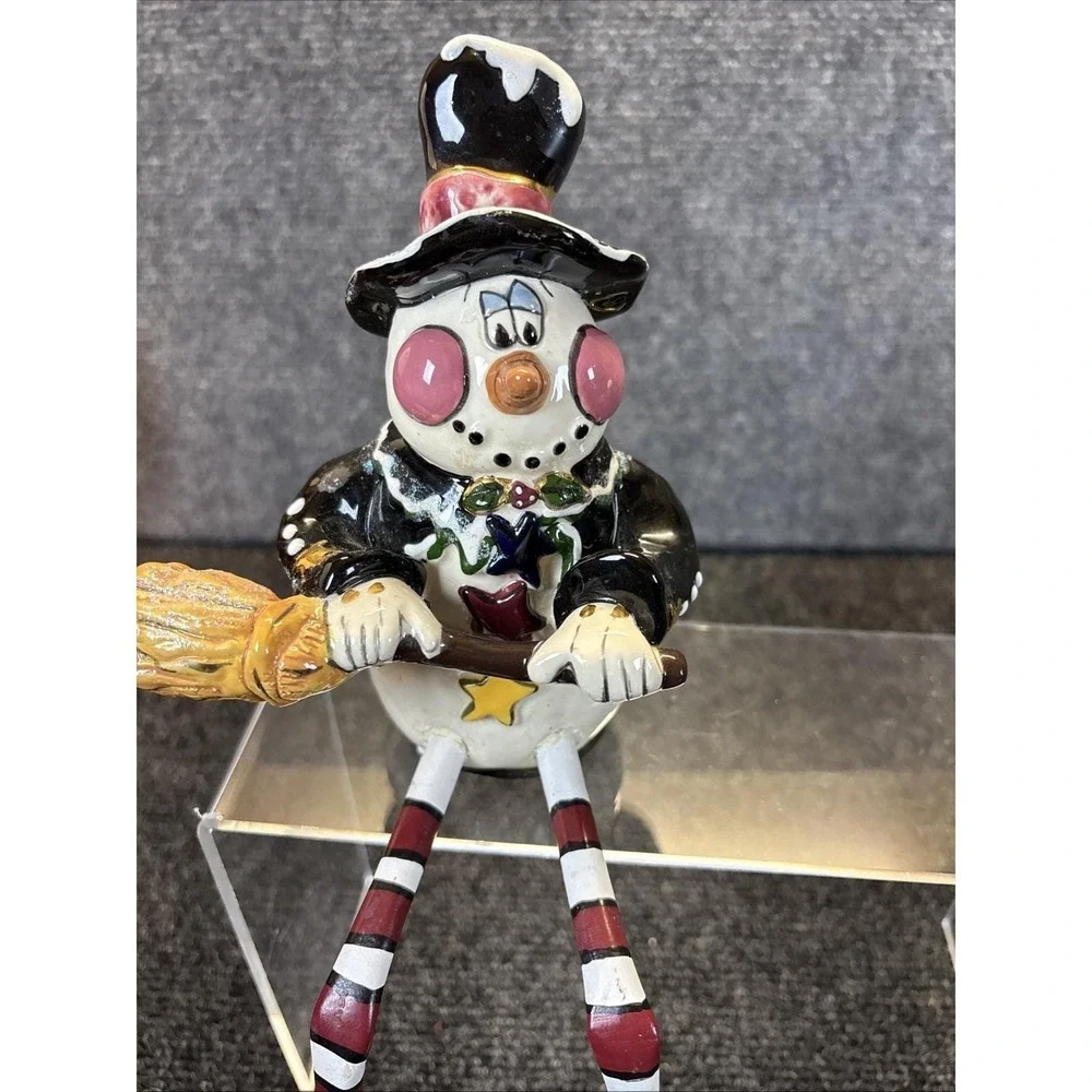 Vtg~Blue Sky Clayworks~Ceramic Sitting Snowman~10" - Picture 2 of 8